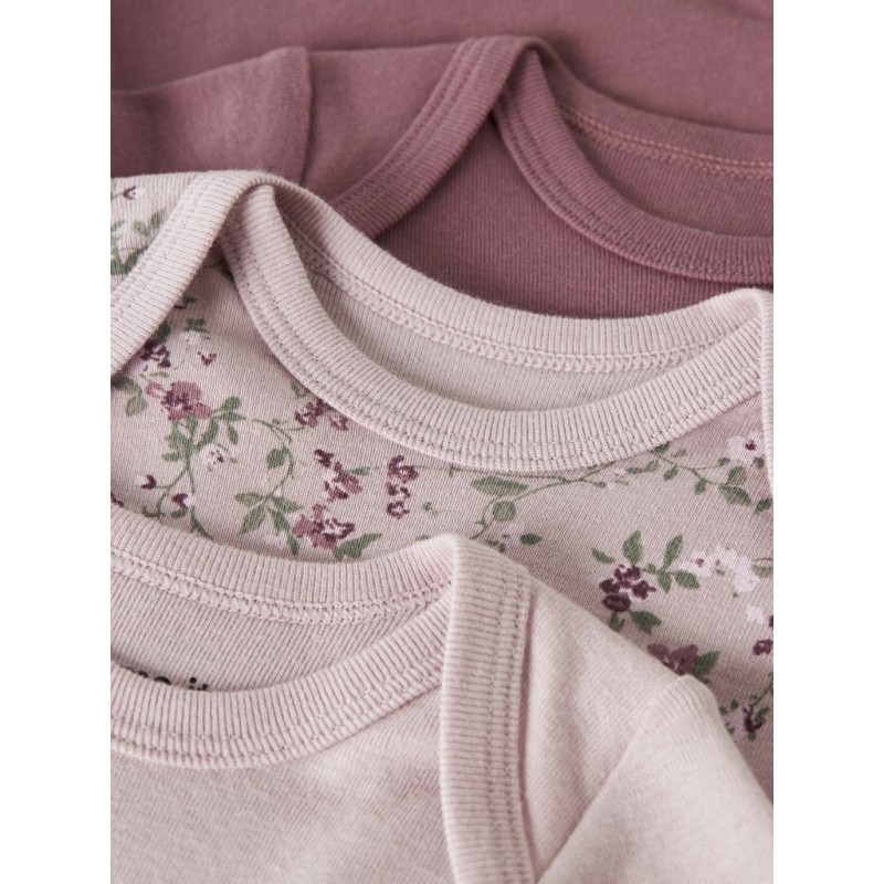 NAME IT Baby Body 3-pak Violetflower - Violet Ice