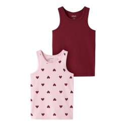 NAME IT MINI pige - Tank top 2-pak Cutie Heart - Parfait Pink