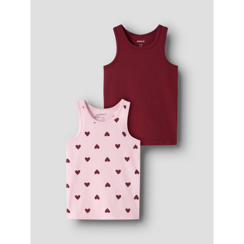 NAME IT MINI pige - Tank top 2-pak Cutie Heart - Parfait Pink
