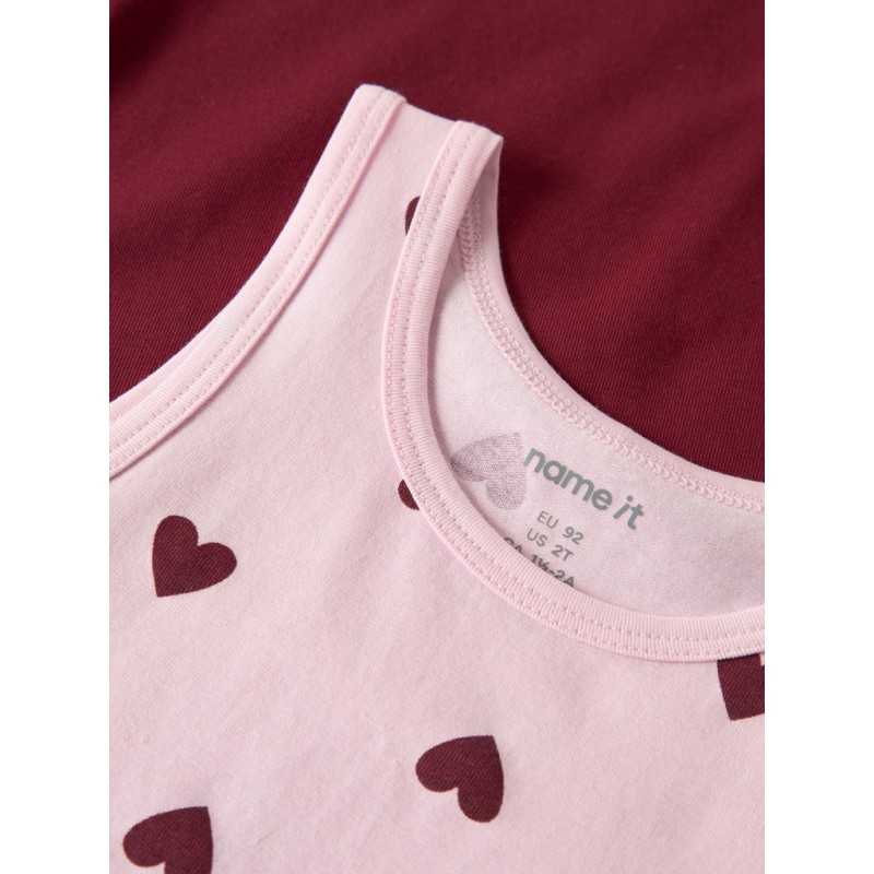 NAME IT MINI pige - Tank top 2-pak Cutie Heart - Parfait Pink