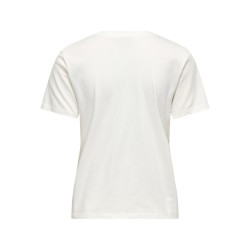 JDY Selma kortærmet T-shirt med broderi - Cloud Dancer
