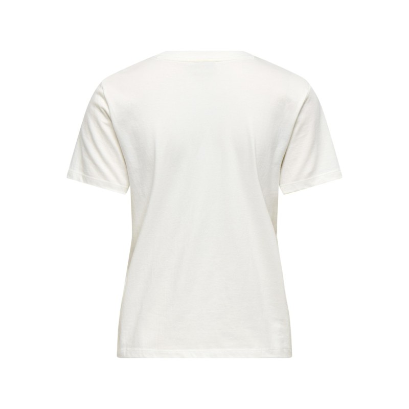 JDY Selma kortærmet T-shirt med broderi - Cloud Dancer