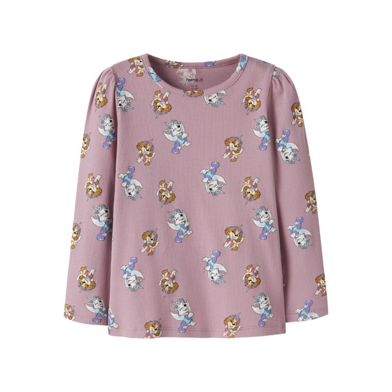 NAME IT Mini Jemina Paw langærmet bluse - Lilas