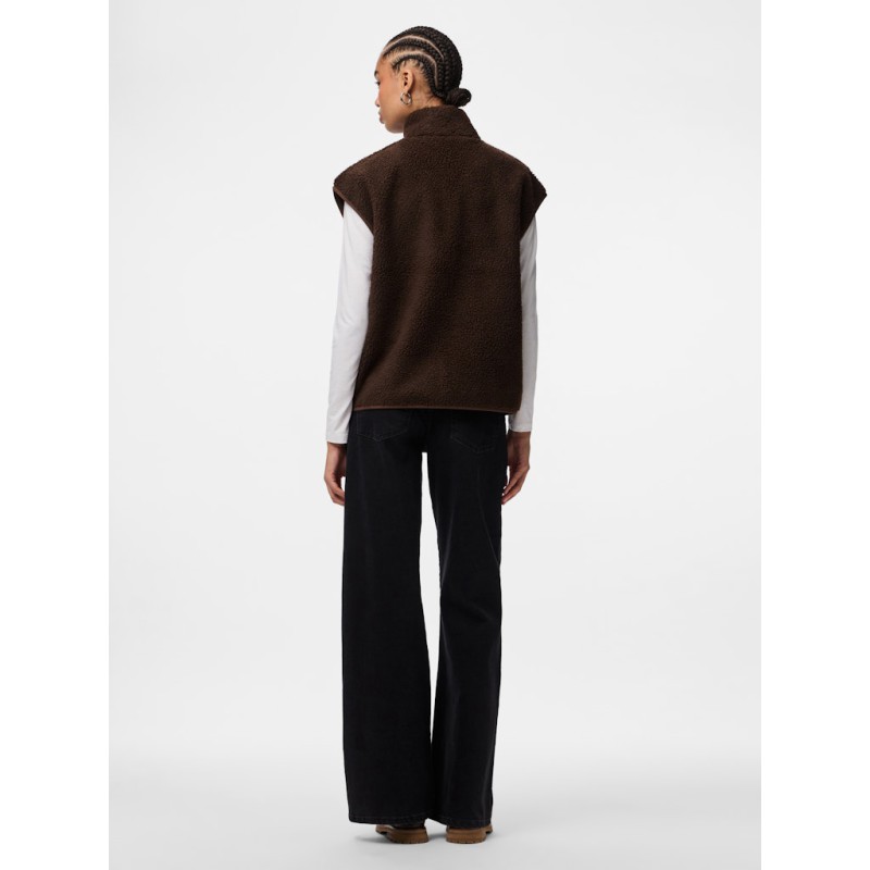 PIECES Sadia Teddy Vest - Hot Fudge