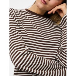 PIECES Sadie langærmet bluse - Hot Fudge / Cloud Dancer