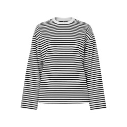 PIECES Sadie langærmet bluse - Cloud Dancer / Sort