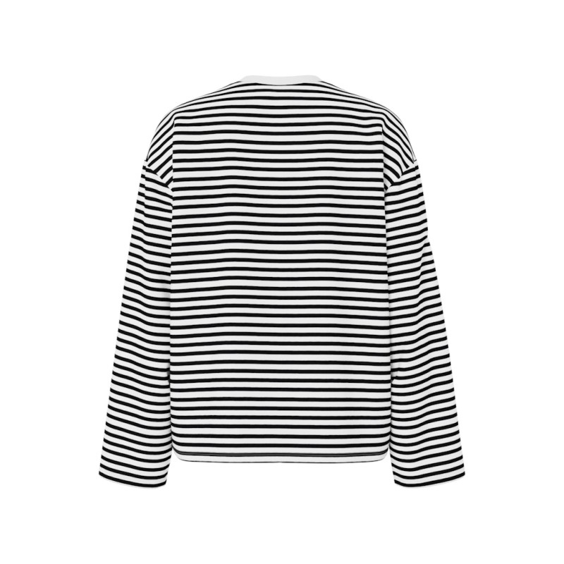 PIECES Sadie langærmet bluse - Cloud Dancer / Sort