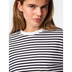 PIECES Sadie langærmet bluse - Cloud Dancer / Sort