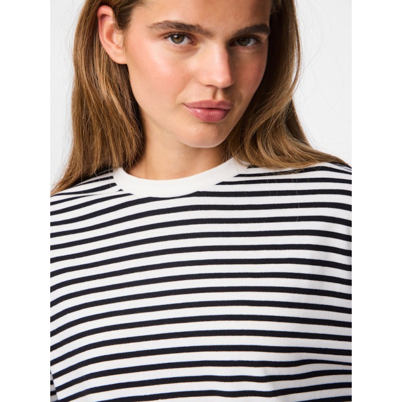 PIECES Sadie langærmet bluse - Cloud Dancer / Sort