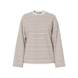 PIECES Sadie langærmet bluse - Cloud Dancer / Fossil