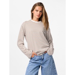 PIECES Sadie langærmet bluse - Cloud Dancer / Fossil