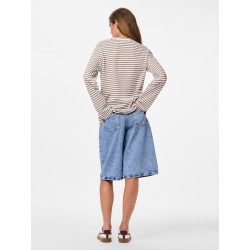 PIECES Sadie langærmet bluse - Cloud Dancer / Fossil
