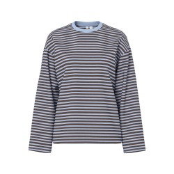 PIECES Sadie langærmet bluse - Cashmere Blue / Hot Fudge