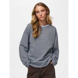PIECES Sadie langærmet bluse - Cashmere Blue / Hot Fudge