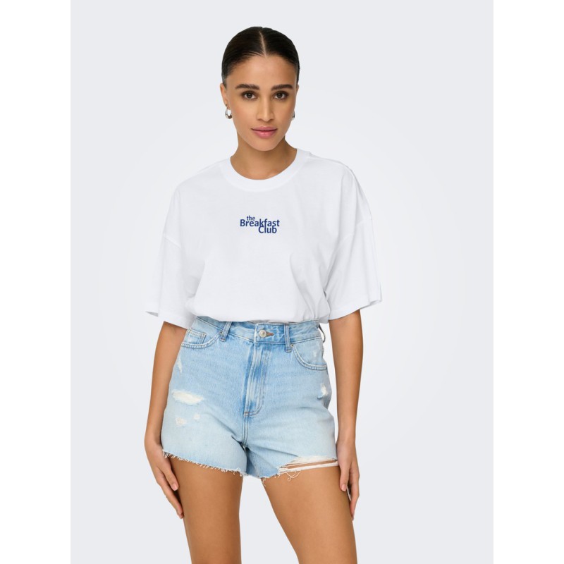 ONLY Vivvi kortærmet lovely t-shirt - Bright White Breakfast
