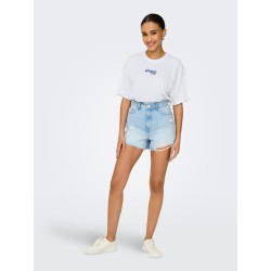 ONLY Vivvi kortærmet lovely t-shirt - Bright White Breakfast