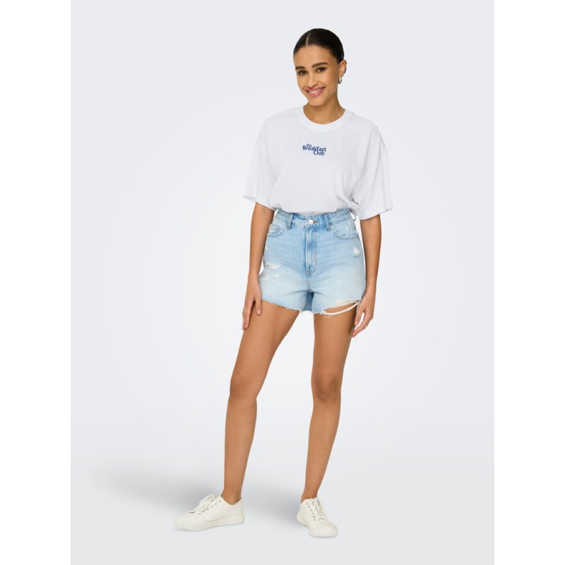 ONLY Vivvi kortærmet lovely t-shirt - Bright White Breakfast