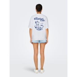 ONLY Vivvi kortærmet lovely t-shirt - Bright White Breakfast