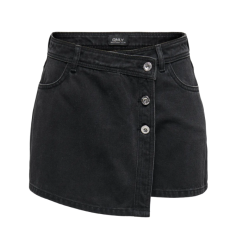ONLY Lesly regular mellemhøj denim skort - Washed Black