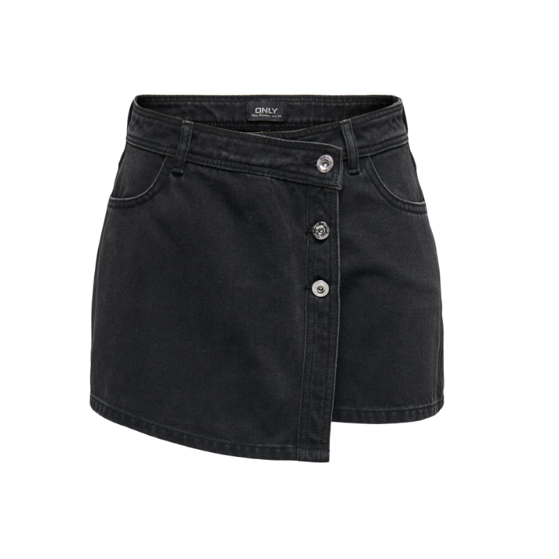 ONLY Lesly regular mellemhøj denim skort - Washed Black