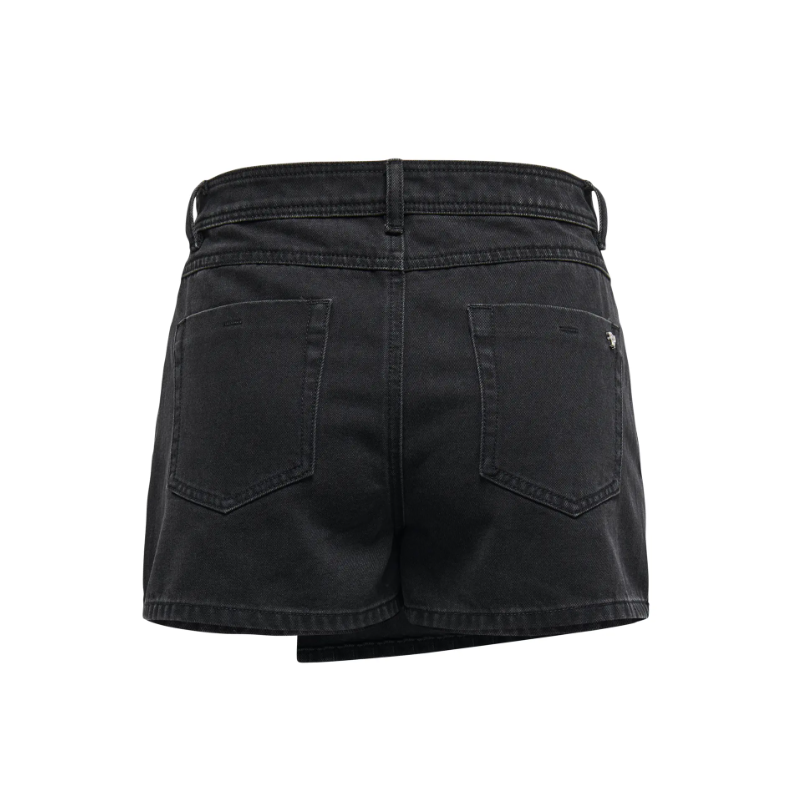 ONLY Lesly regular mellemhøj denim skort - Washed Black
