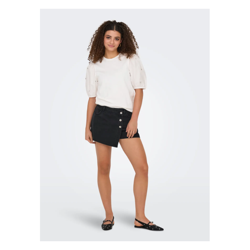 ONLY Lesly regular mellemhøj denim skort - Washed Black