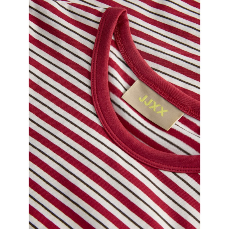 JJXX Gigi kortærmet stribet T-shirt - Scarlet Sage / Vanilla