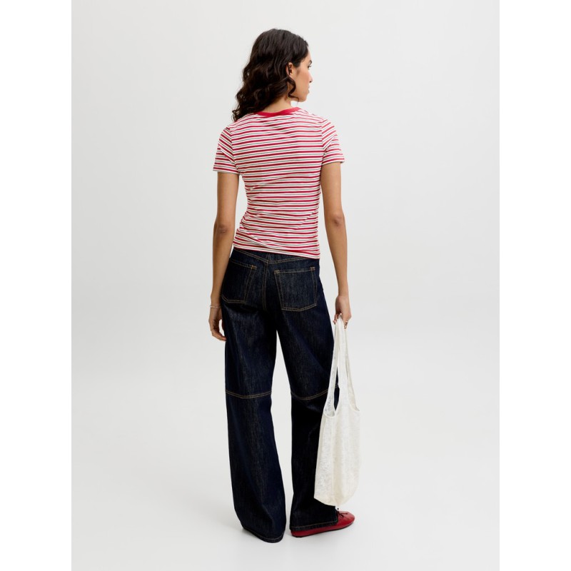 JJXX Gigi kortærmet stribet T-shirt - Scarlet Sage / Vanilla