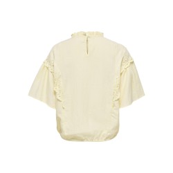 ONLY CARMAKOMA Malia 2/4 Broderet Top - Double Cream