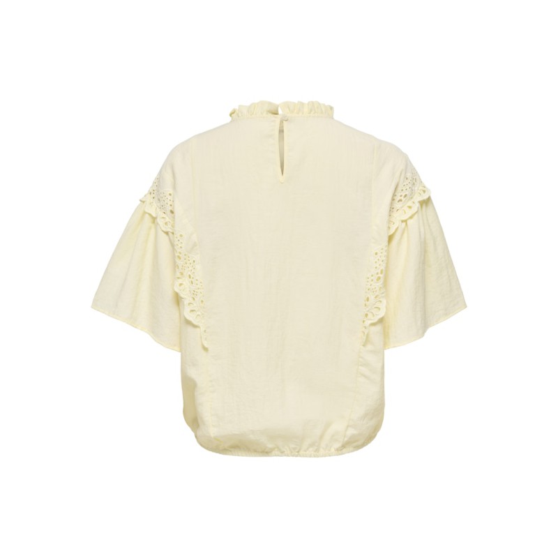 ONLY CARMAKOMA Malia 2/4 Broderet Top - Double Cream