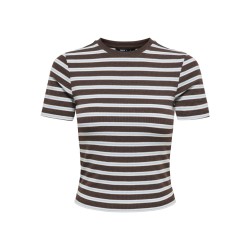 ONLY Lupe kortærmet stribet t-shirt - Seal Brown BLUE STRIPE