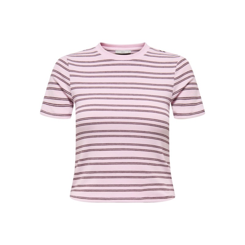 ONLY Lupe kortærmet stribet t-shirt - Pink Lady BURGUNDY STRIBES