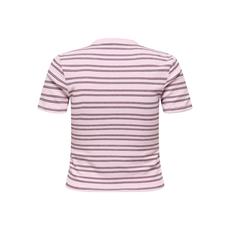 ONLY Lupe kortærmet stribet t-shirt - Pink Lady BURGUNDY STRIBES