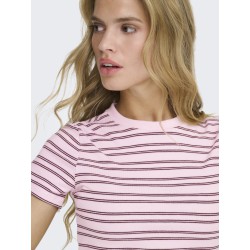 ONLY Lupe kortærmet stribet t-shirt - Pink Lady BURGUNDY STRIBES