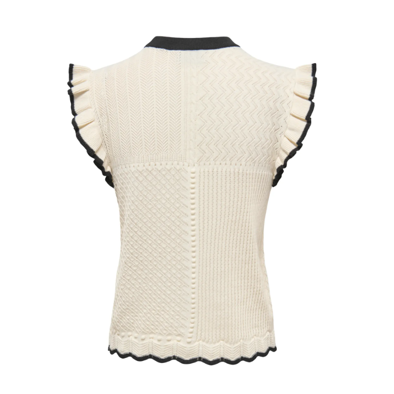 JDY Violet strik flæse pullover - Birch/ Black