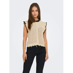 JDY Violet strik flæse pullover - Birch/ Black