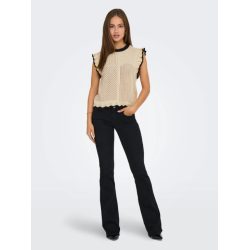 JDY Violet strik flæse pullover - Birch/ Black