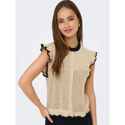 JDY Violet strik flæse pullover - Birch/ Black