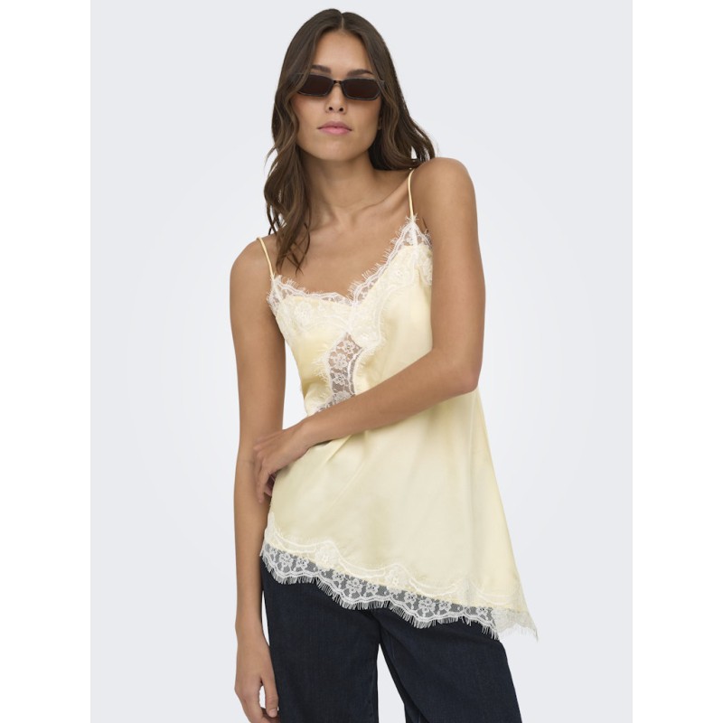 JDY Fifi Asym. Lace Top - Double Cream