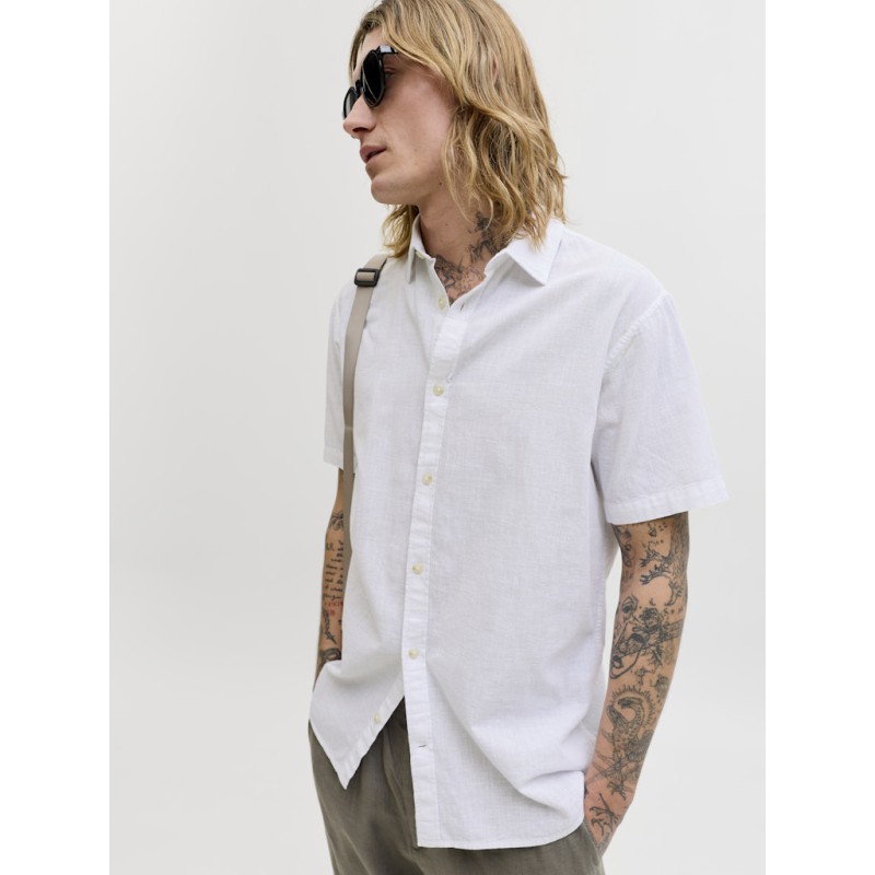 JACK & JONES Sommer Kortærmet hør skjorte - Hvid