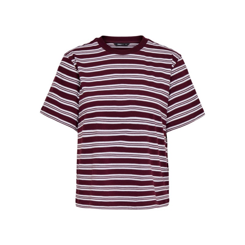 ONLY Livina kortærmet stribet t-shirt - Burgundy TRIPLE