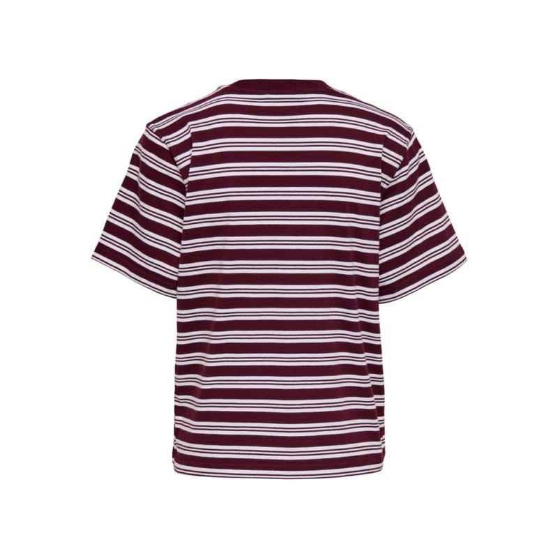ONLY Livina kortærmet stribet t-shirt - Burgundy TRIPLE
