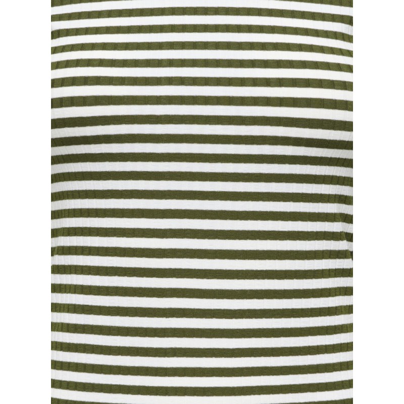 JDY Fransiska langærmet stribet rund hals bluse - Cloud Dancer DARK OLIVE