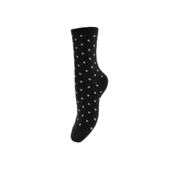 PIECES Ebby glimmer lang prikket strømper - Sort SILVER DOTS