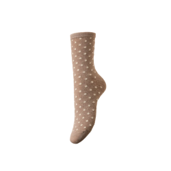 PIECES Ebby glimmer lang prikket strømper - Natural BIRCH DOTS