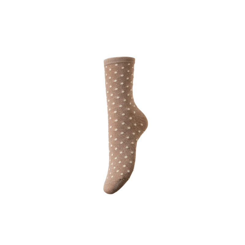 PIECES Ebby glimmer prikket strømper - Natural BIRCH DOTS