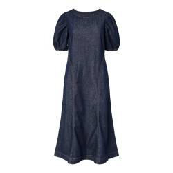 PIECES Pam 2/4 midi kjole - Dark Blue Denim
