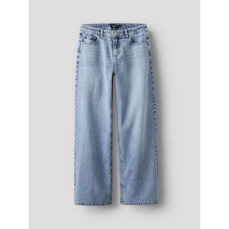 LMTD Bett brede mellem talje denim jeans - Light Blue Denim
