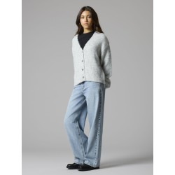 LMTD Bett brede mellem talje denim jeans - Light Blue Denim