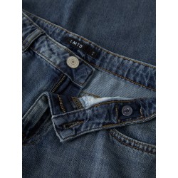 LMTD Bett brede mellem talje denim jeans - Vintage Dark Blue Denim